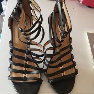 Gently worn Black Heeled Gladiator Sandals